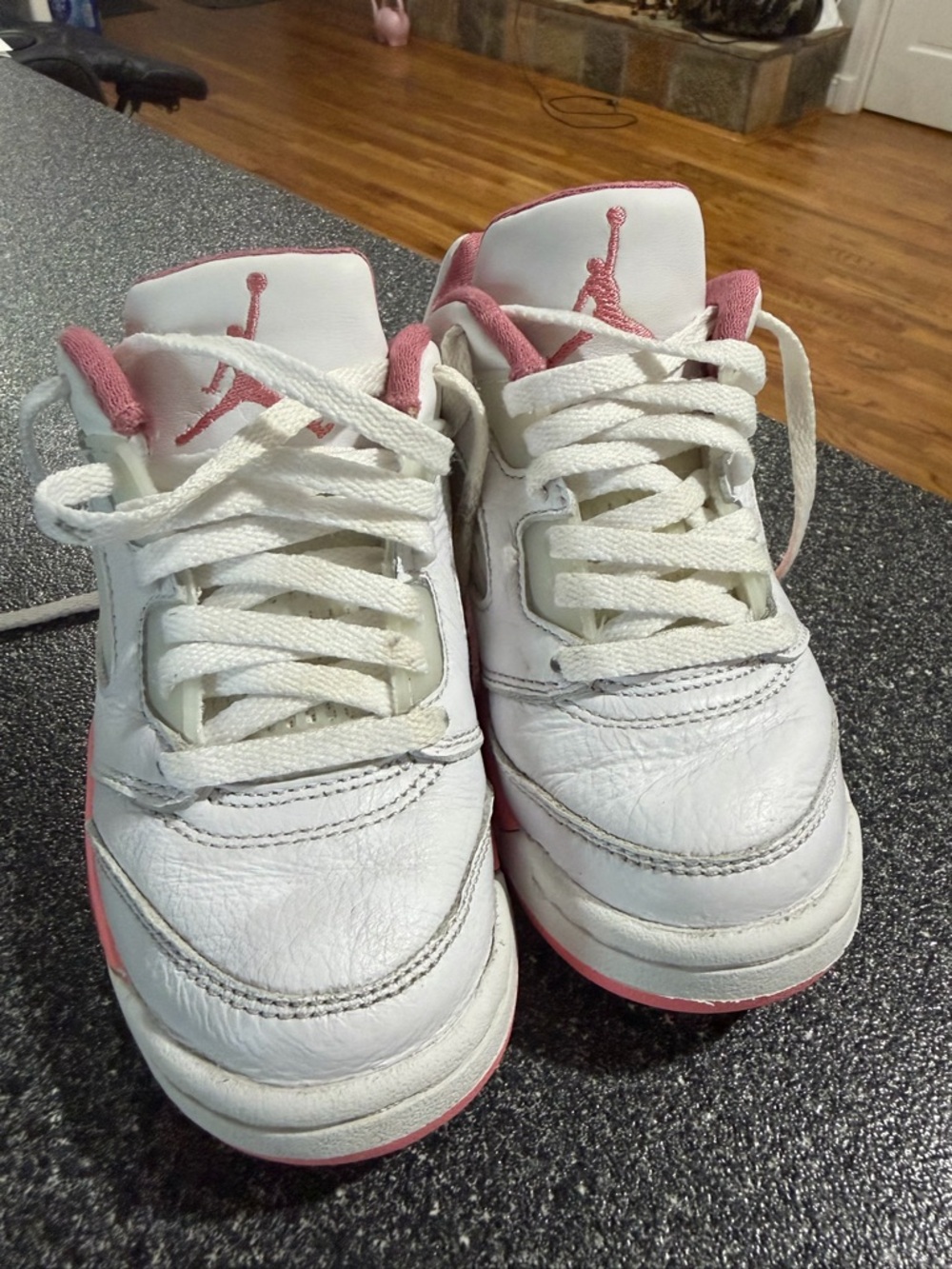 Jordan Kids White and Pink Sneakers